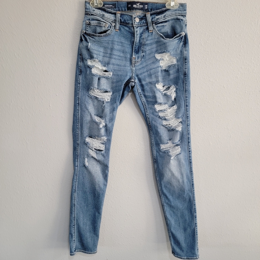 Mens Hollister stacked skinny advanced stretch jeans size 28x30